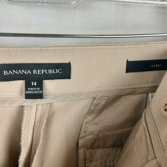 Banana Republic Avery Tie Hem Pants Women 14 Beige Tan Crop‎ Dress Work Stretch - Picture 10 of 10